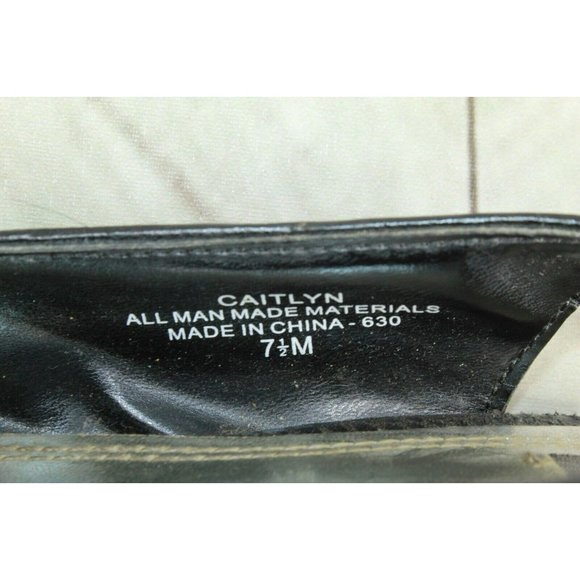 White House Black Market Caitlyn Black Leather Peep Toe Pump Shoes 7.5 M - Picture 8 of 10